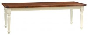 Tavolo Country allungabile in legno massello di tiglio struttura bianca anticata top noce L250xPR100xH80 cm. Made in Italy
