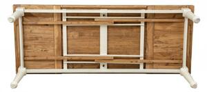 Tavolo Country allungabile legno massello di tiglio struttura bianca anticata piano naturale L250xPR100xH80 cm. Made in Italy