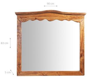 Specchiera a muro in legno massello di tiglio finitura noce L90xPR5xH83 cm Made in Italy