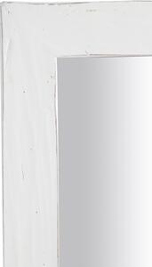 Specchiera rettangolare a muro in legno massello di tiglio finitura bianca anticata L60xPR3xH180 cm Made in Italy