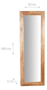 Specchiera rettangolare a muro in legno massello di tiglio finitura naturale L60xPR3xH180 cm Made in Italy