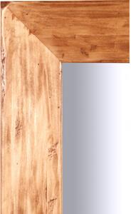 Specchiera rettangolare a muro in legno massello di tiglio finitura naturale L60xPR3xH180 cm Made in Italy