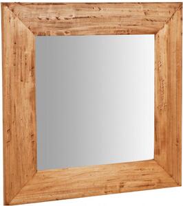 Specchiera quadrata a muro in legno massello di tiglio finitura naturale L60xPR3xH60 cm Made in Italy