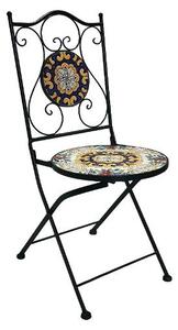Amicasa Sedia per Esterni Pieghevole in Metallo 38x46x90 cm colore Nero con Maioliche - Sicilia
