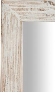 Specchiera rettangolare a muro in legno massello di tiglio finitura crema anticata L60xPR3xH180 cm Made in Italy