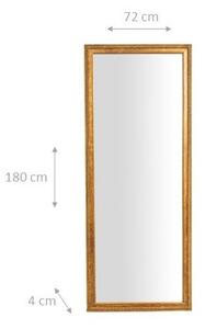 Specchio Specchiera da parete e appendere verticale/orizzontale L72xPR4xH180 cm finitura foglia oro anticata