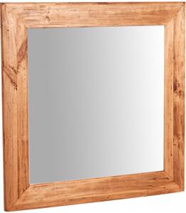 Specchiera quadrata a muro in legno massello di tiglio finitura naturale L80xPR3xH80 cm Made in Italy