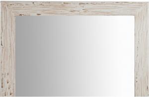 Specchiera quadrata a muro in legno massello di tiglio finitura crema anticata L100xPR3xH100 cm Made in Italy
