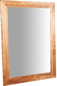 Specchiera rettangolare a muro in legno massello di tiglio finitura naturale L90xPR3xH120 cm Made in Italy