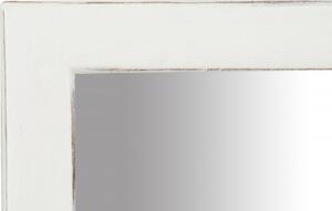 Specchiera rettangolare da muro in legno massello di tiglio finitura bianca anticata Made in Italy