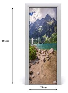 Adesivo per porta Lago in montagna 75x205 cm