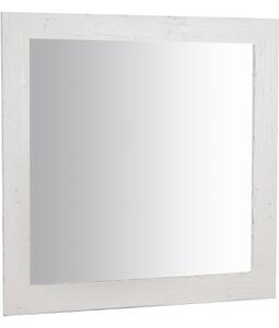 Specchiera quadrata a muro in legno massello di tiglio finitura bianca anticata L100xPR3xH100 cm Made in Italy