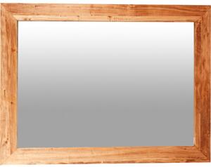 Specchiera rettangolare a muro in legno massello di tiglio finitura naturale L90xPR3xH120 cm Made in Italy