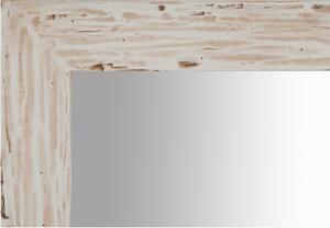 Specchiera quadrata a muro in legno massello di tiglio finitura crema anticata L100xPR3xH100 cm Made in Italy