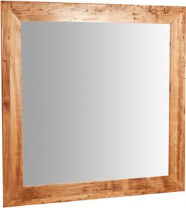 Specchiera quadrata a muro in legno massello di tiglio finitura naturale L100xPR3xH100 cm Made in Italy