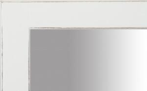 Specchiera rettangolare in legno massello di tiglio finitura bianca anticata L48xPR3xH58 cm Made in Italy