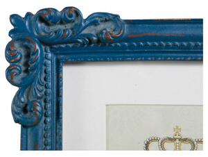 Portafoto da appoggio verticale/orizzontale in resina finitura blu anticata L20xPR2,5xH25 cm