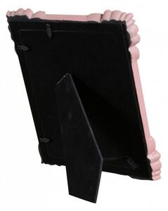 Portafoto da appoggio verticale/orizzontale in resina finitura rosa anticata L20xPR2,5xH25 cm