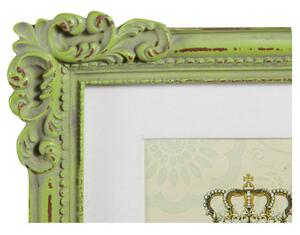 Portafoto da appoggio verticale/orizzontale in resina finitura verde anticata L20xPR2,5xH25 cm