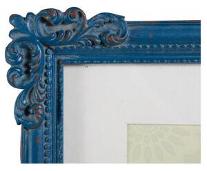 Portafoto da appoggio verticale/orizzontale in resina finitura blu anticata L26xPR2xH31 cm