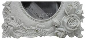 Portafoto da appoggio in resina finitura bianca anticata L14,5xPR3xH19,5 cm