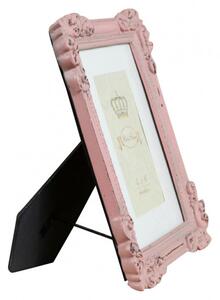 Portafoto da appoggio verticale/orizzontale in resina finitura rosa anticata L20xPR2,5xH25 cm