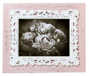 Portafoto da appoggio verticale/orizzontale in resina finitura rosa anticata L31xPR2xH26 cm