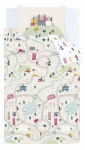 Biancheria da letto per bambini bianca/beige in cotone per letto matrimoniale 200x200 cm Transport – Bianca