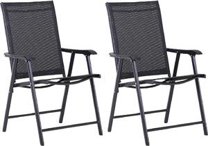 VivaGarden Sedia per Esterni Pieghevole Set 2 Sedie da Giardino in Metallo/Texteline Dimensioni 58x64x94 cm colore Nero