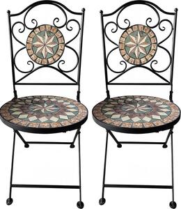 LIF Sedia per Esterni Pieghevole Set 2 Sedie da Giardino in Metallo con Decoro Mosaico Dimensioni 38x90 cm colore Antracite - Morgana