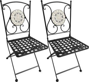 LIF Sedia per Esterni Pieghevole Set 2 Sedie da Giardino in Metallo con Decoro Mosaico Dimensioni 38x90 cm colore Nero - Aurora