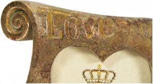 Portafoto LOVE da appoggio in resina finitura oro anticata L16xPR4xH17 cm