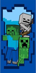 Asciugamano per bambini blu in cotone 70x140 cm Minecraft "Beware" – Jerry Fabrics