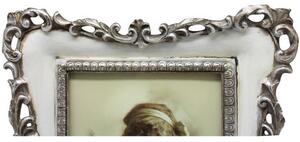 Portafoto da appoggio verticale/orizzontale in resina finitura argento e bianca anticata L22xPR3xH27 cm
