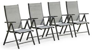 VivaGarden Sedia per Esterni Pieghevole Set 4 Sedie da Giardino in Acciaio/Poliestere 56x69x106 cm colore Grigio
