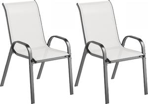 VivaGarden Sedia per Esterni Set 2 Sedie da Giardino in Acciaio/Texteline Dimensioni 54x71x93 cm colore Grigio Chiaro