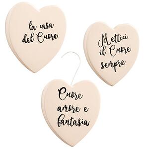 Set 3 umidificatore cuore scritte assortite ceramica