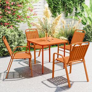 VivaGarden Sedia per Esterni Set 4 Sedie da Giardino Impilabili in Acciaio/Polipropilene Dimensioni 56x66x91 cm colore Arancione