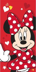 Asciugamano per bambini rosso in cotone 70x140 cm Minnie "Red heart" – Jerry Fabrics