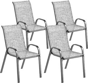 VivaGarden Sedia per Esterni Set 4 Sedie da Giardino in Acciaio/Texteline Dimensioni 54x71x93 cm colore Grigio