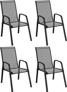 VivaGarden Sedia per Esterni Set 4 Sedie da Giardino in Metallo Dimensioni 54x75,5x95 cm colore Nero