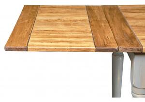 Tavolo allungabile Country legno massello di tiglio struttura grigio anticato piano finitura naturale. Made Italy