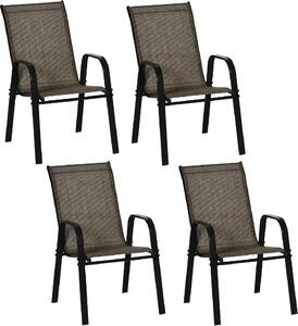 VivaGarden Sedia per Esterni Set 4 Sedie da Giardino in Metallo/Tessuto Dimensioni 54x75,5x95 cm colore Marrone