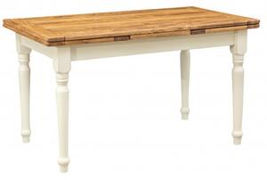Tavolo allungabile Country in legno massello di tiglio struttura bianca anticata piano naturale Made in Italy