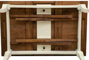 Tavolo Country allungabile in legno massello di tiglio struttura bianca anticata piano noce Made in Italy
