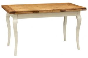 Tavolo allungabile Country legno massello di tiglio struttura bianca anticata piano naturale Made in Italy