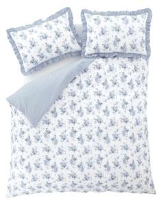 Biancheria da letto bianca/blu per letto matrimoniale/per letto esteso 230x220 cm Lucie Floral Frill – Catherine Lansfield