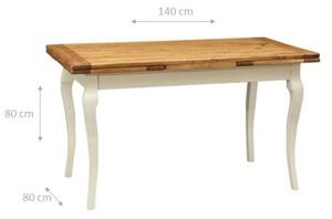 Tavolo allungabile Country legno massello di tiglio struttura bianca anticata piano naturale Made in Italy