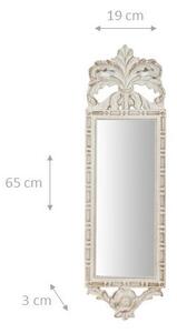 Specchiera da parete in legno finitura bianco anticato L19xPR3xH65 cm Made in Italy
