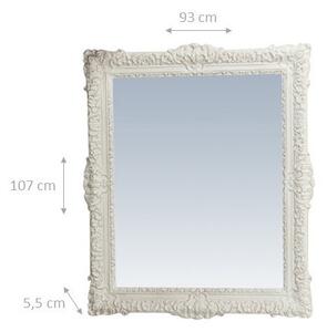 Specchiera da parete verticale/orizzontale in legno finitura bianca anticata L93xPR5,5xH107 cm Made in Italy